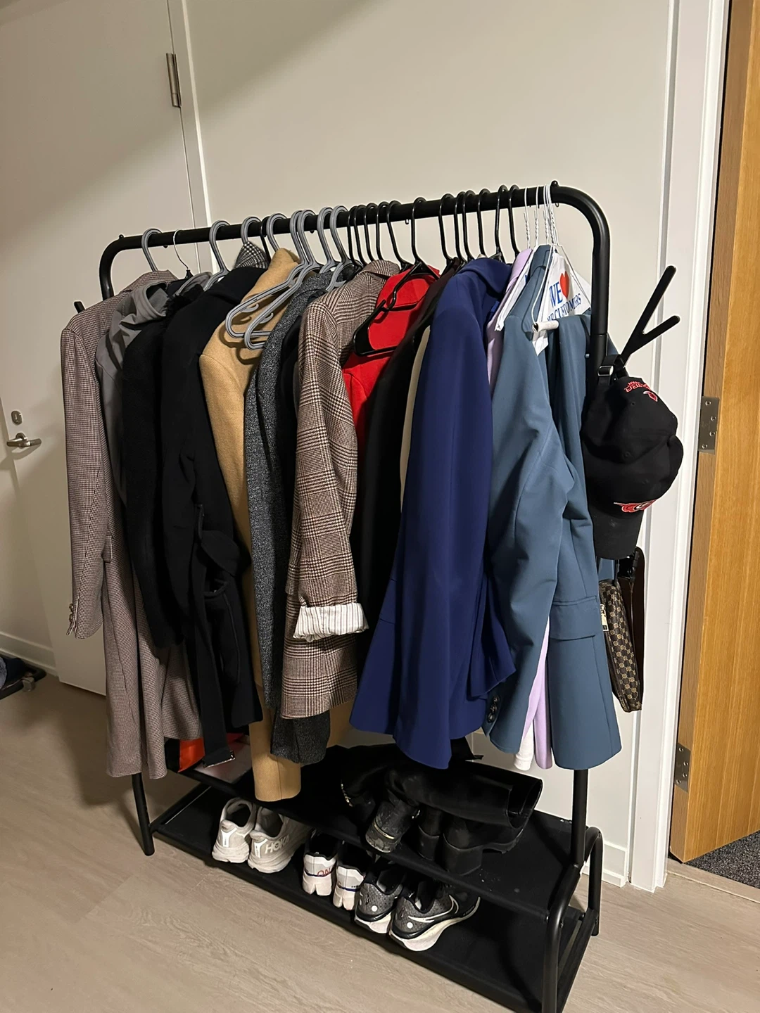 Black Metal Garment Rack with Shoe Shelf - photo 2