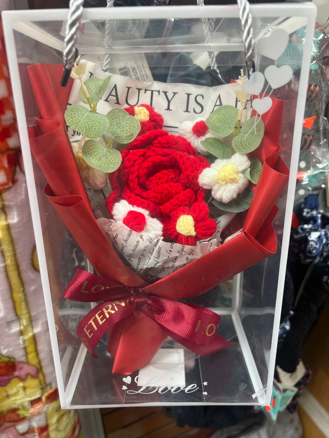 Crocheted Flower Bouquet with Ribbon