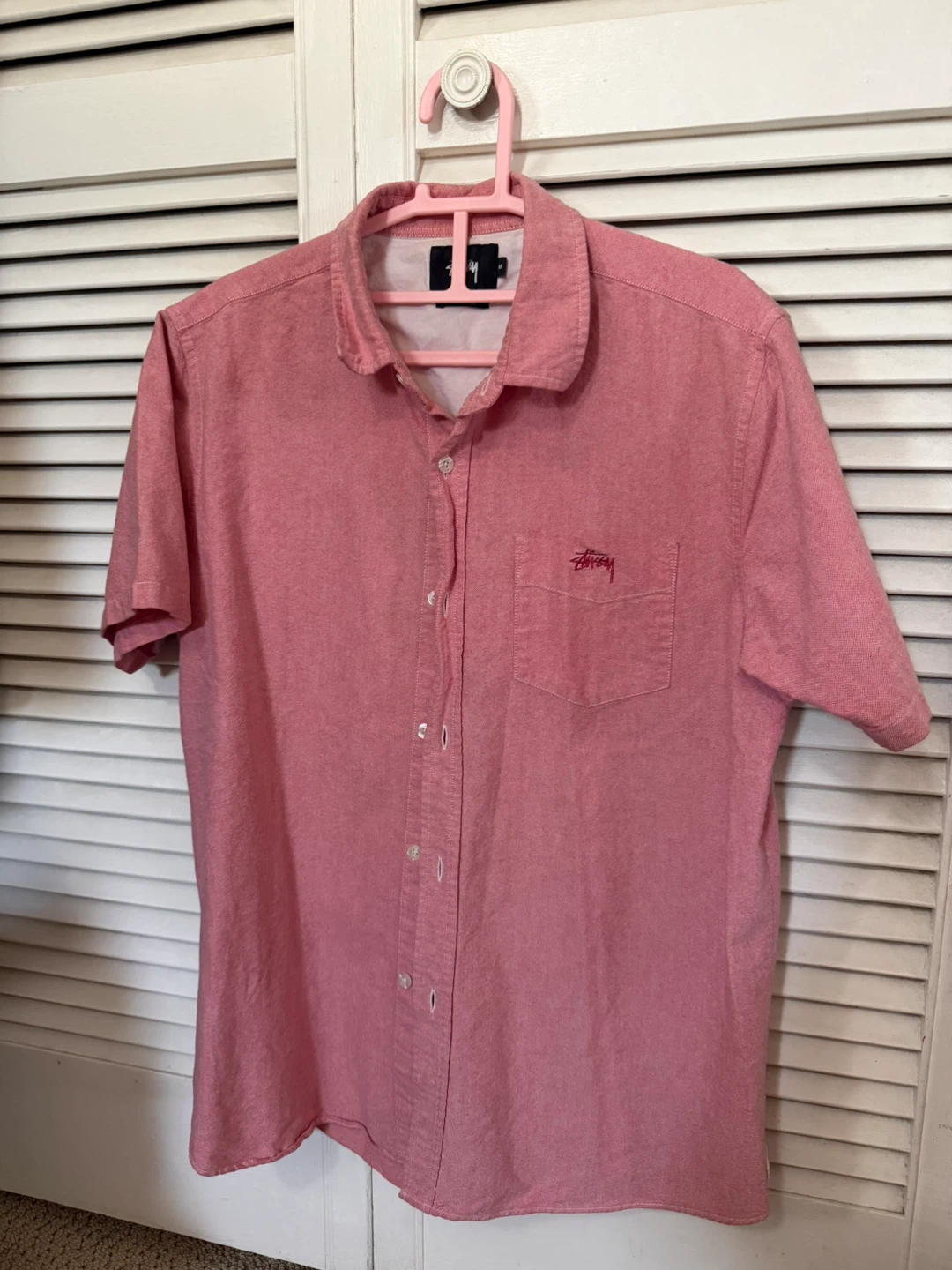 Stüssy Short Sleeve Button-Up Shirt - Pink