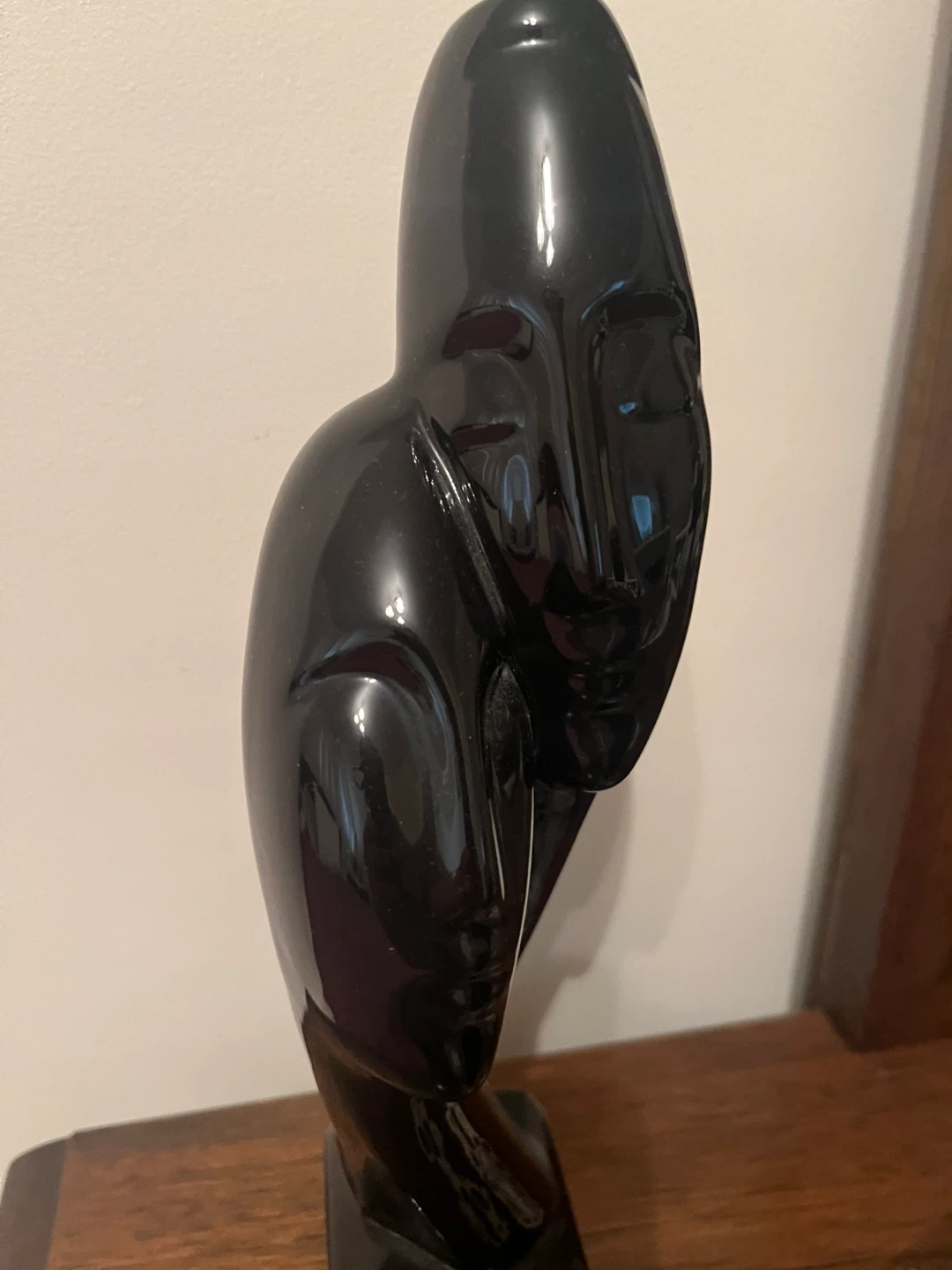 Black Ceramic "Faces" Figurine