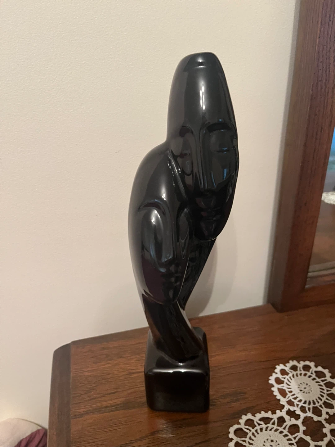 Black Ceramic "Faces" Figurine - photo 3
