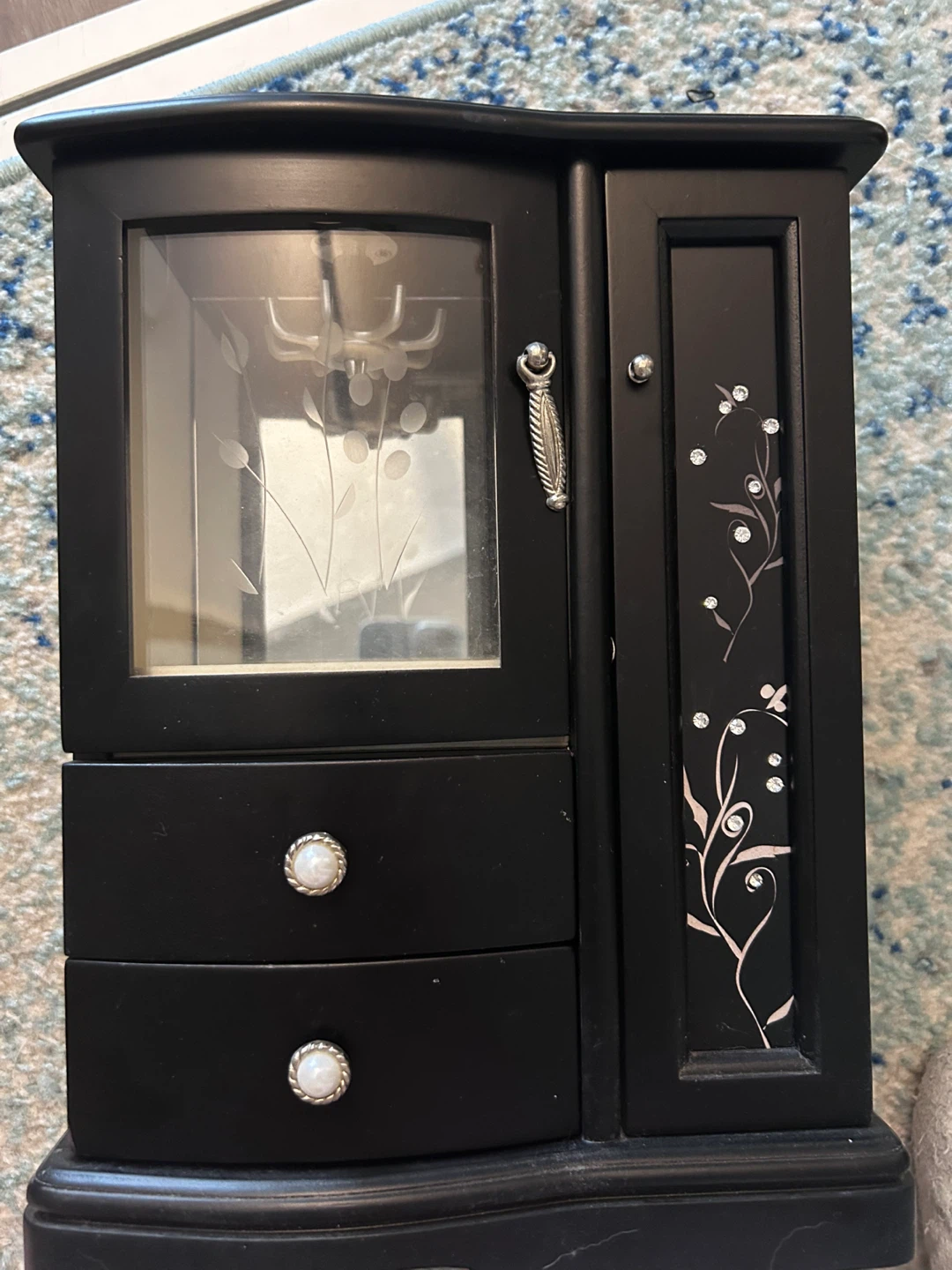 Solid wood Jewellery Box with Glass Door and Drawers