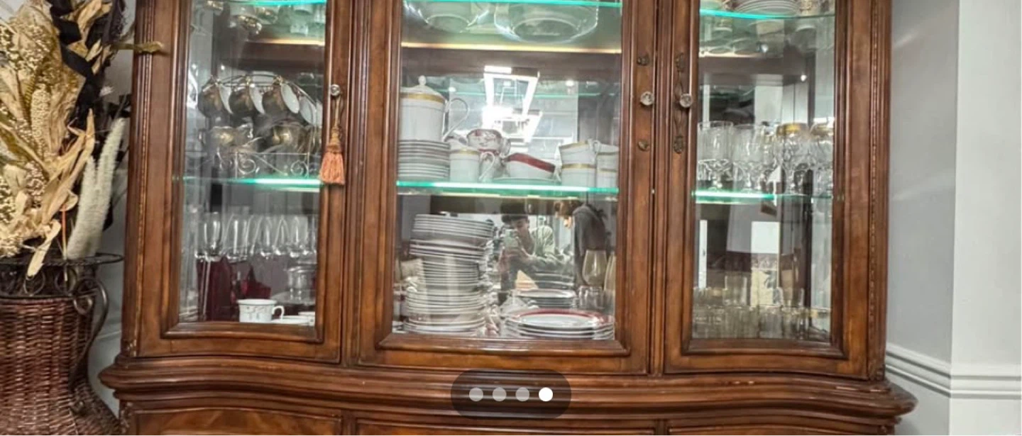 Solid Wood Dining Table Set with 6 Chairs & China Cabinet