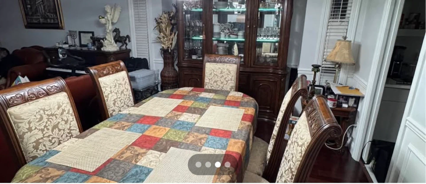 Solid Wood Dining Table Set with 6 Chairs & China Cabinet - photo 2