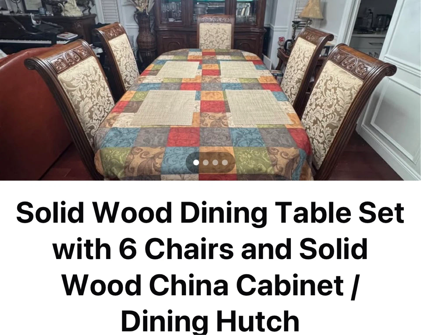 Solid Wood Dining Table Set with 6 Chairs & China Cabinet - photo 3