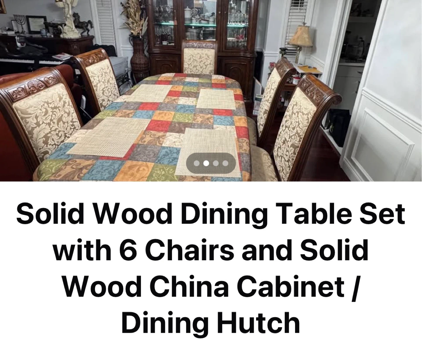 Solid Wood Dining Table Set with 6 Chairs & China Cabinet - photo 4