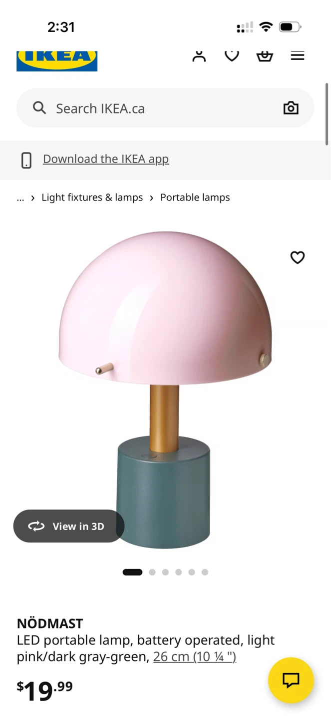 IKEA NÖDMAST LED Portable Lamp - Light Pink/Dark Gray-Green - photo 4