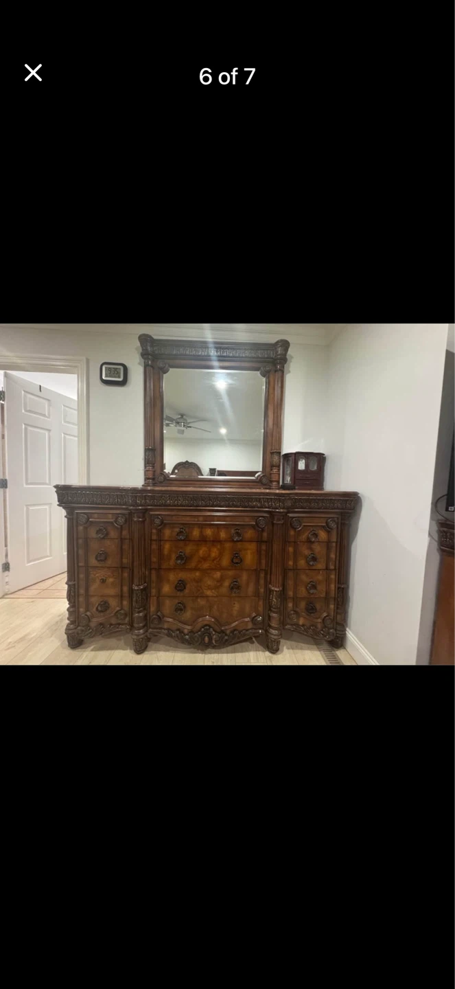 Antique Style Wooden Dresser with Mirror - photo 2
