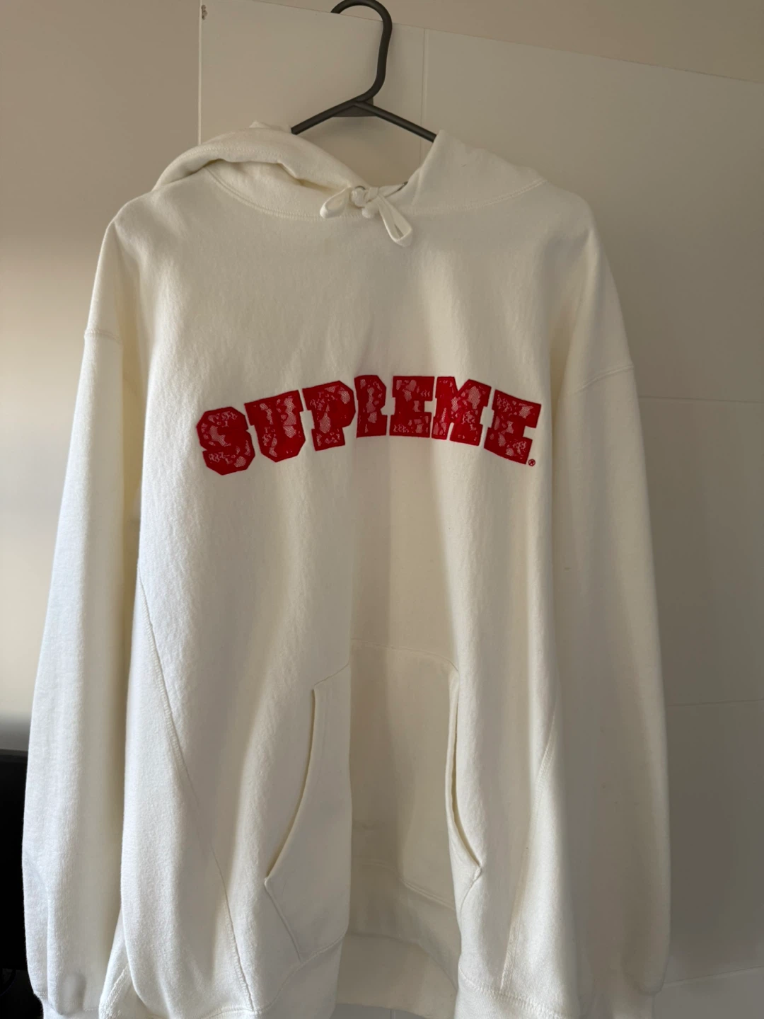 Supreme Hoodie Cream Red Logo - photo 2