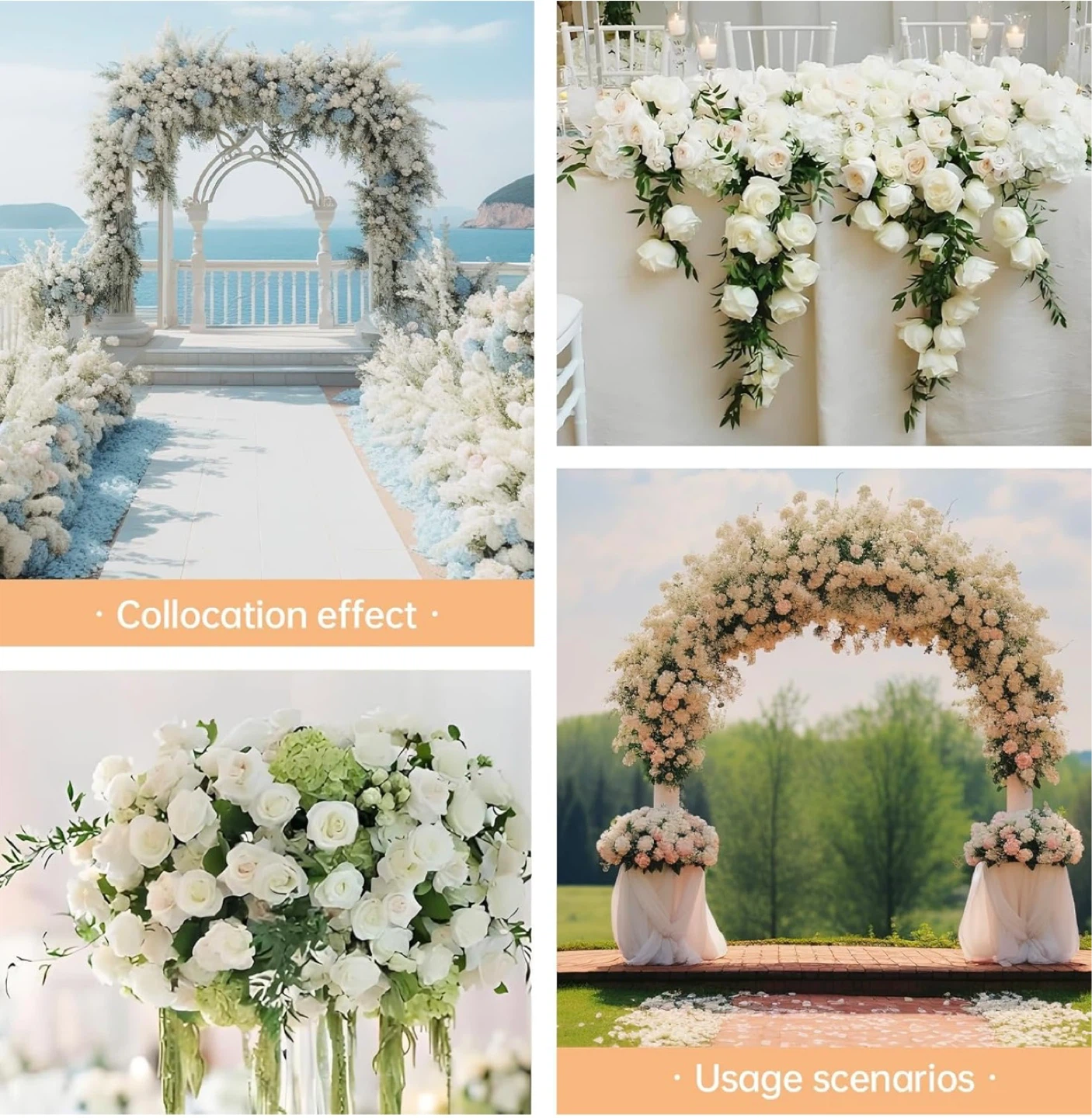 Artificial White Roses (50cm/20 Inch) - photo 2