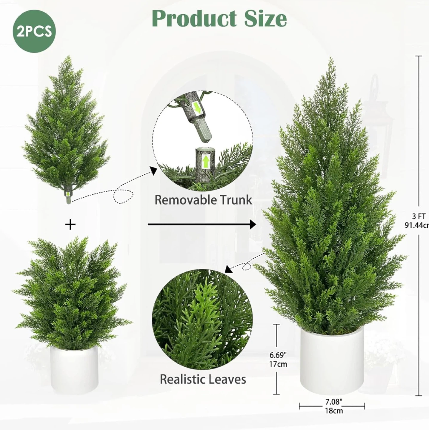 2 Pack Artificial Cypress Trees 3ft - photo 2