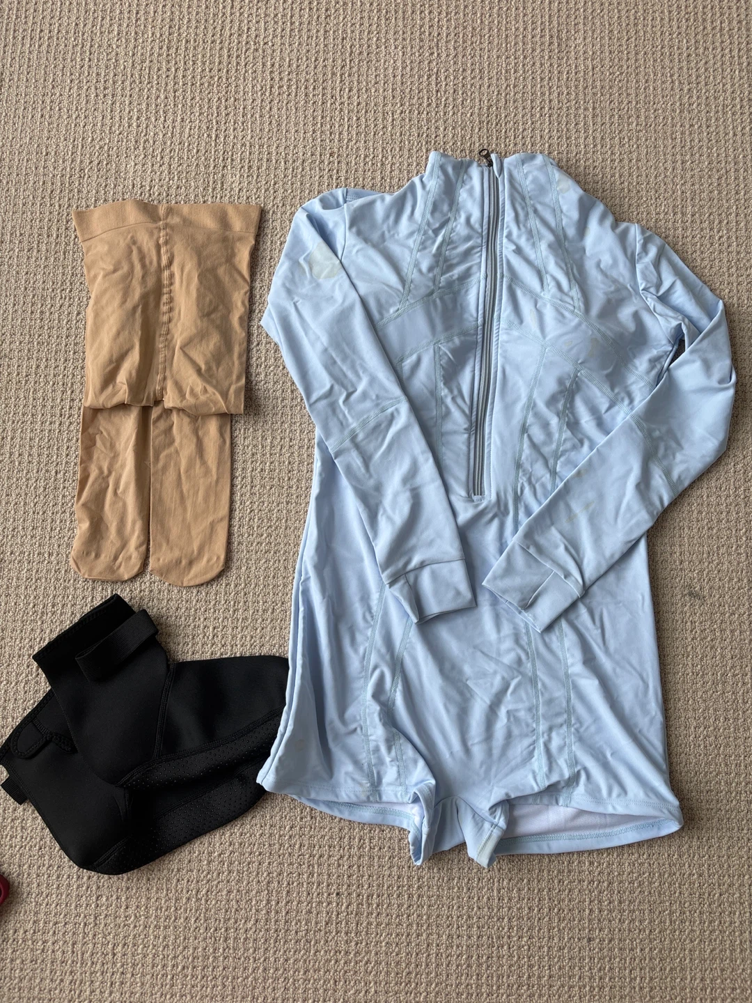 Light Blue One-Piece Swimsuit/diving suit set