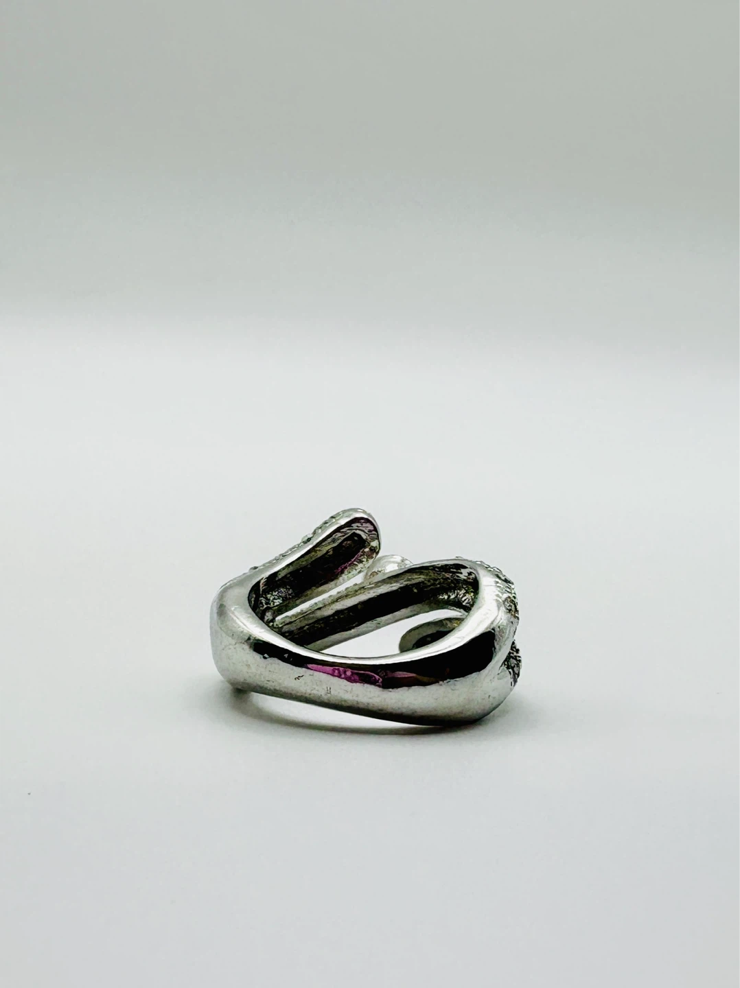 Vintage Snake Wrap Ring Silver Tone with Crystals - Size 6 - photo 4