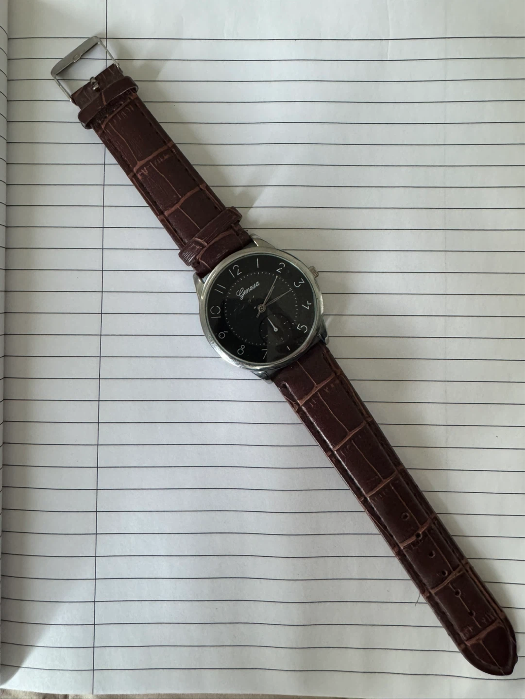 Geneva Men's Analog Watch with Brown Leather Strap - photo 2