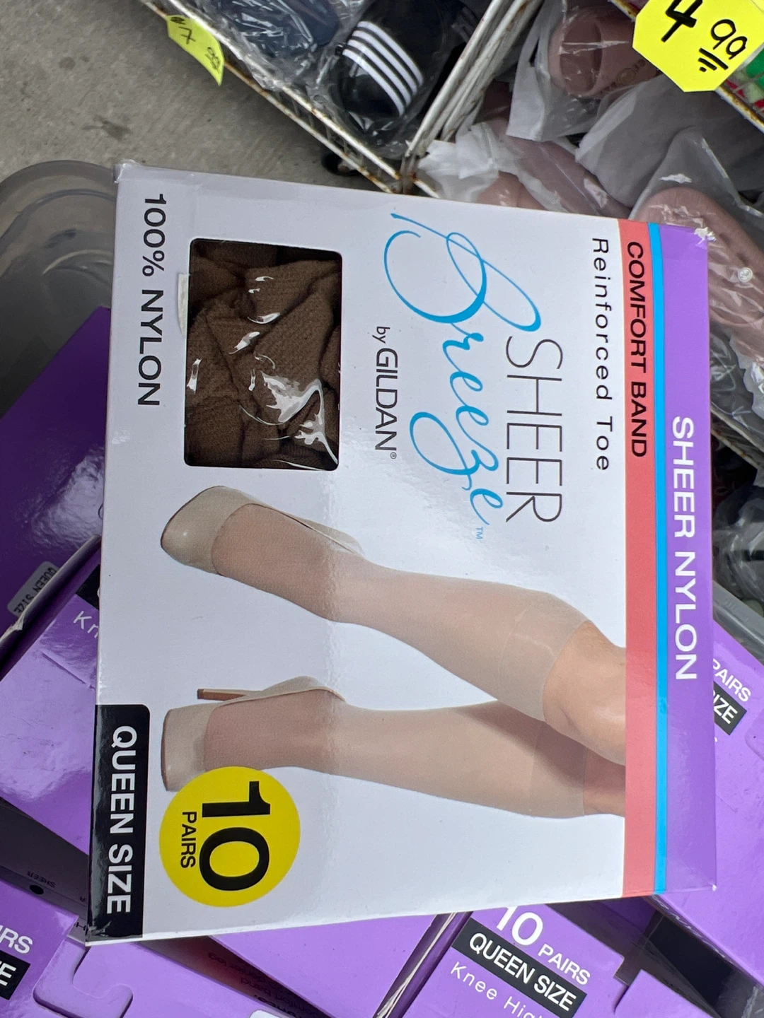 Gildan Breeze Sheer Nylon Knee Highs - Queen Size, 10 Pairs