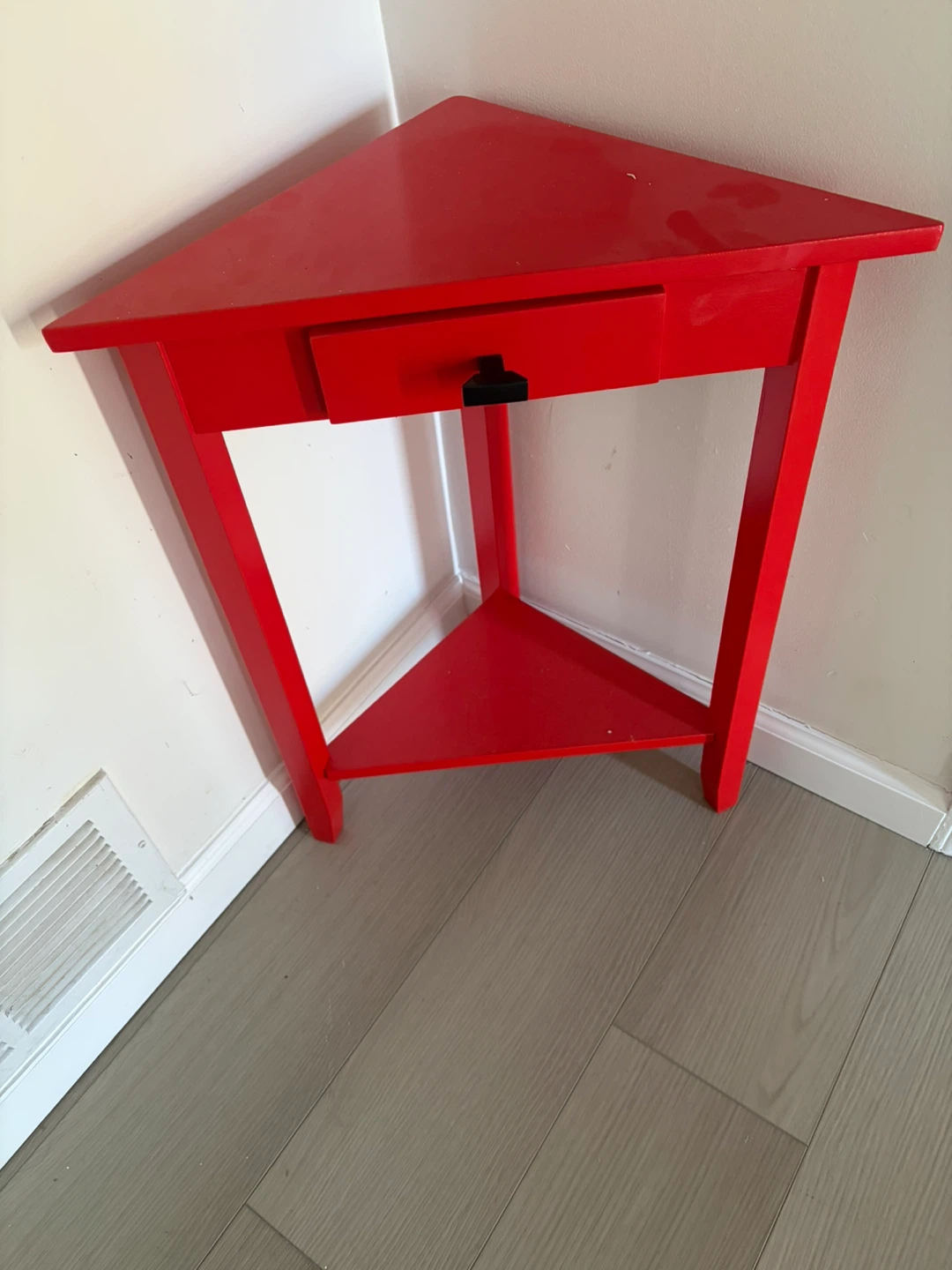 Red Corner Table with Drawer