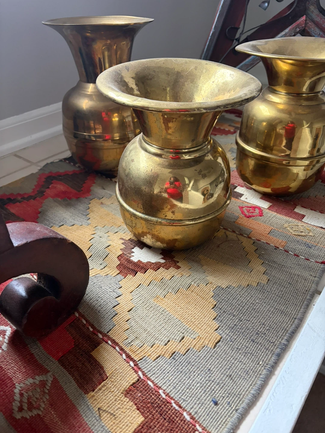Set of 3 Brass Trumpet Spitoons