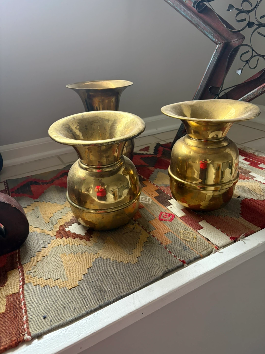 Set of 3 Brass Trumpet Spitoons - photo 2