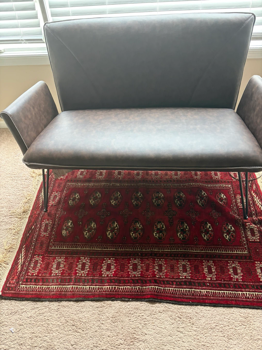 Brown Faux Leather Loveseat
