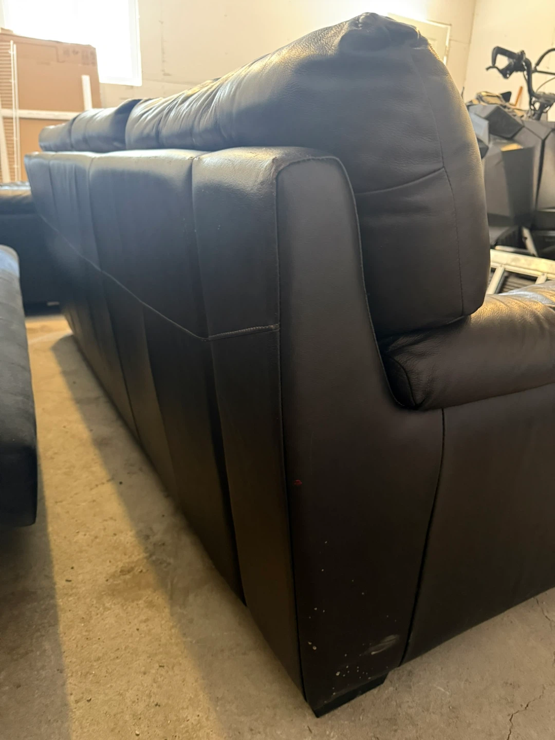 Black leather couch and chair - photo 2