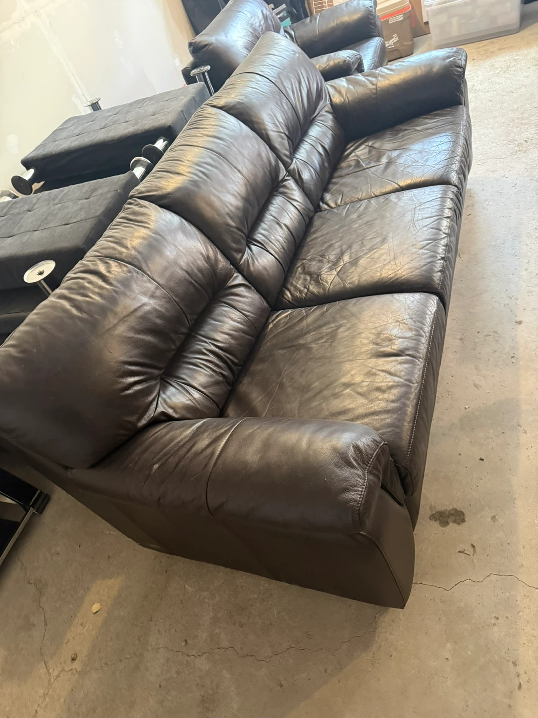 Black leather couch and chair - photo 4