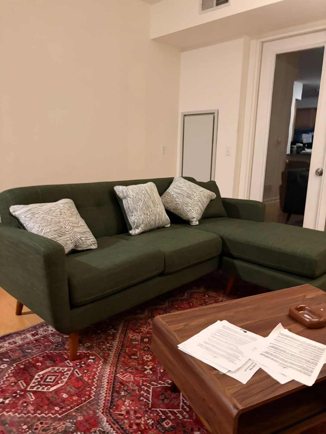 Green Sectional Sofa with Ottoman - photo 2