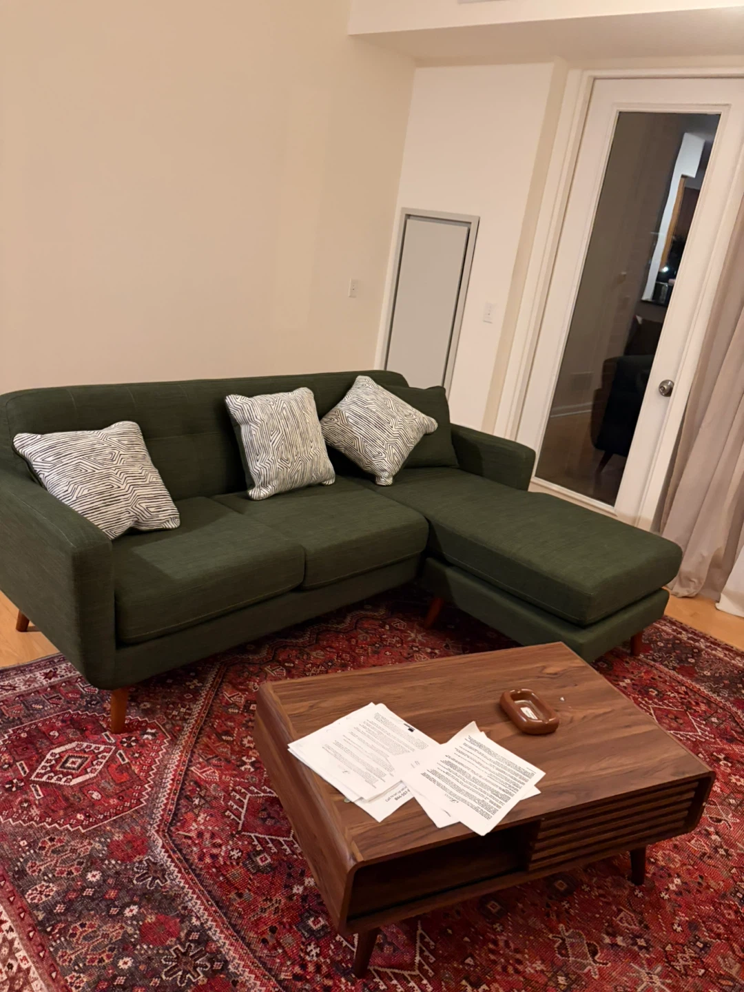 Green Sectional Sofa with Ottoman