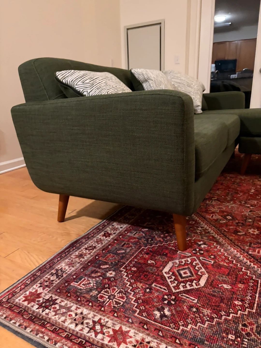 Green Sectional Sofa with Ottoman - photo 3