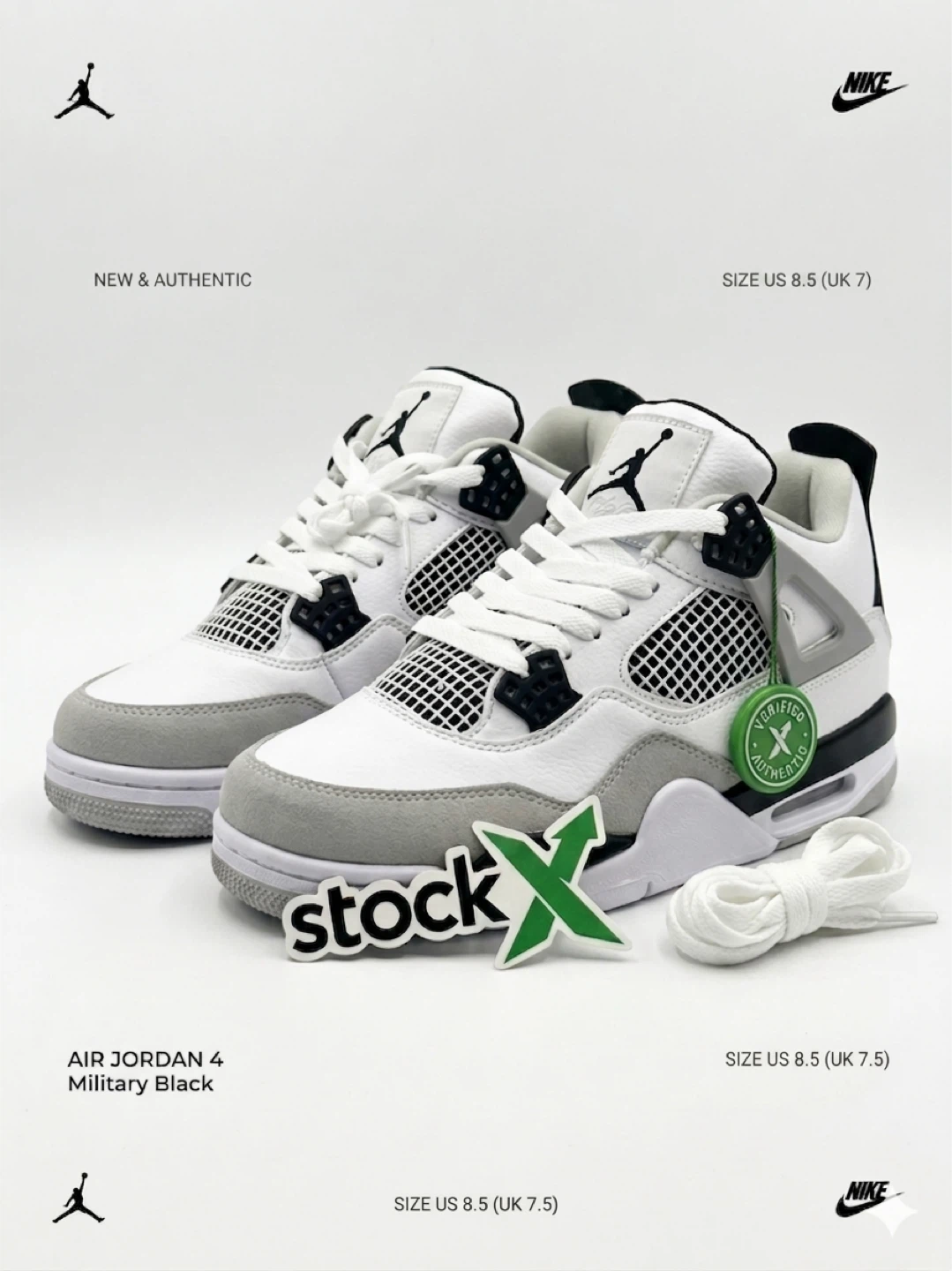 Air Jordan 4 Military Black - Size US 8/8.5 (UK 7.5)