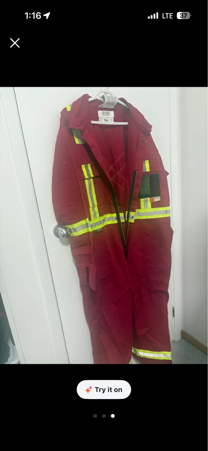Red Work Coveralls with Reflective Strips - photo 2