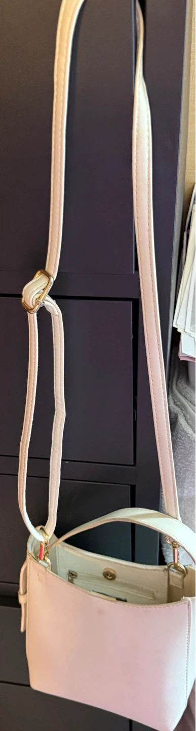 Pale Pink Faux Leather Shoulder Bag
