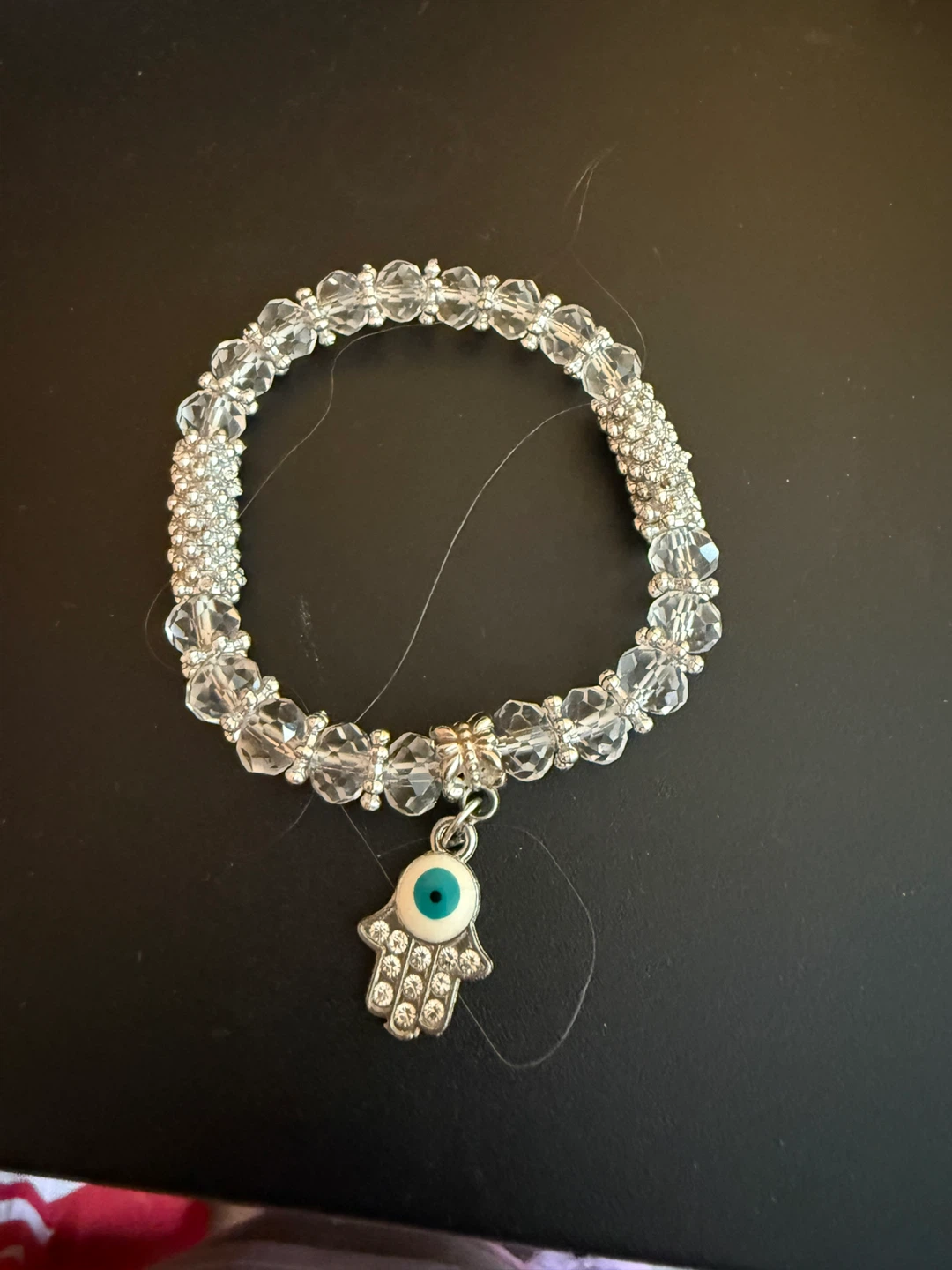 Crystal Beaded Evil Eye Hamsa Charm Bracelet
