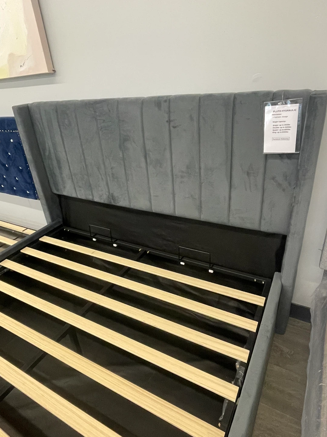 Hydraulic Storage Bed Frame – Grey & Beige - photo 2