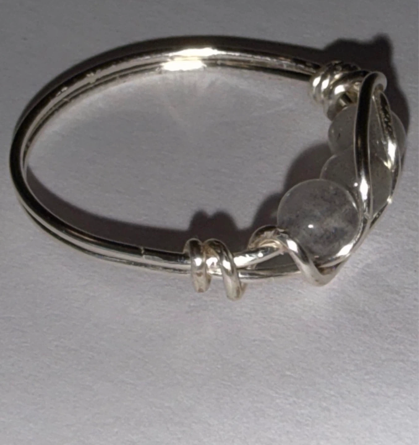 NEW Labradorite Hand Crafted Wire Wrapped Ring - Silver Tone - photo 4