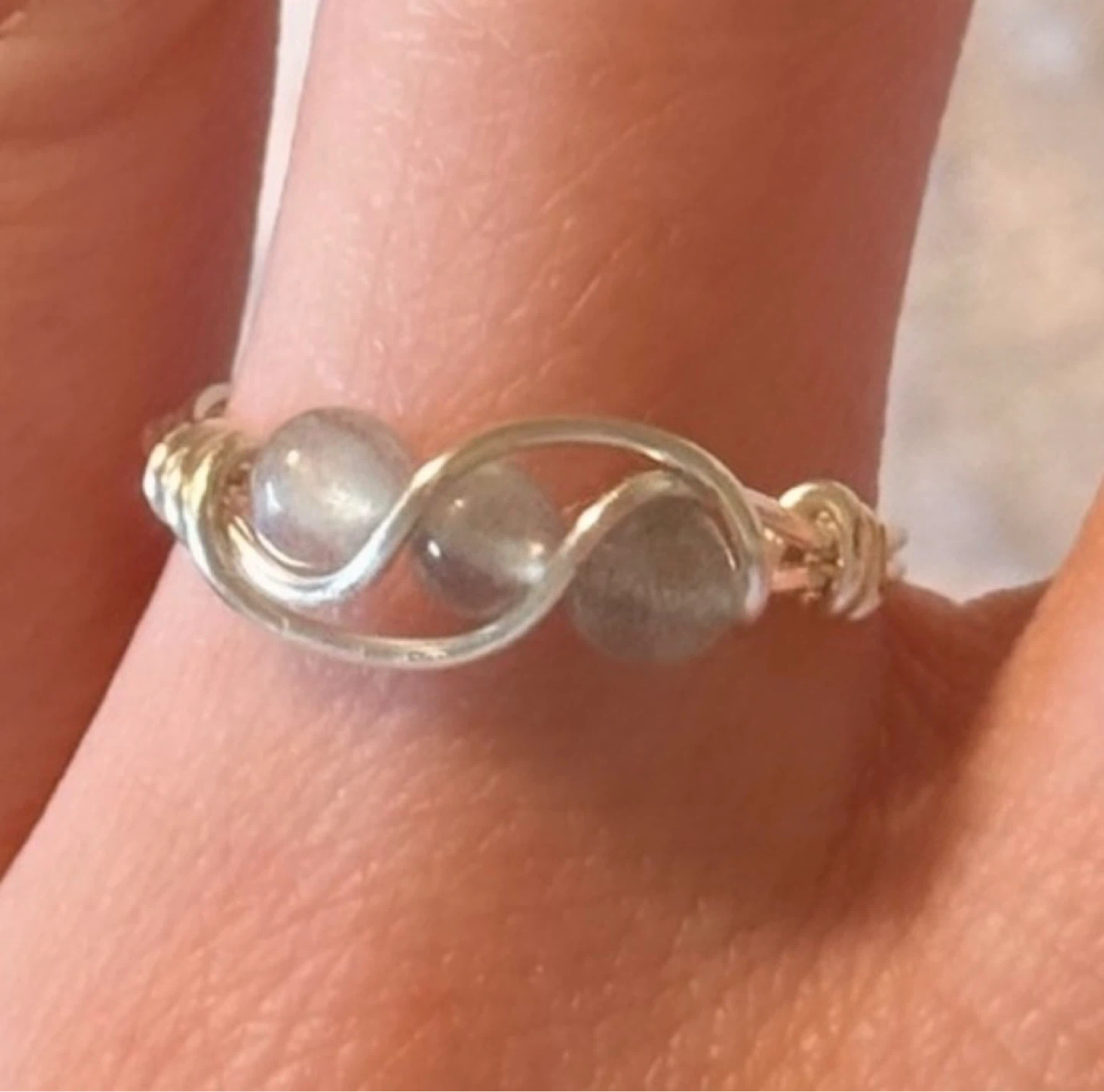 NEW Labradorite Hand Crafted Wire Wrapped Ring - Silver Tone - photo 2