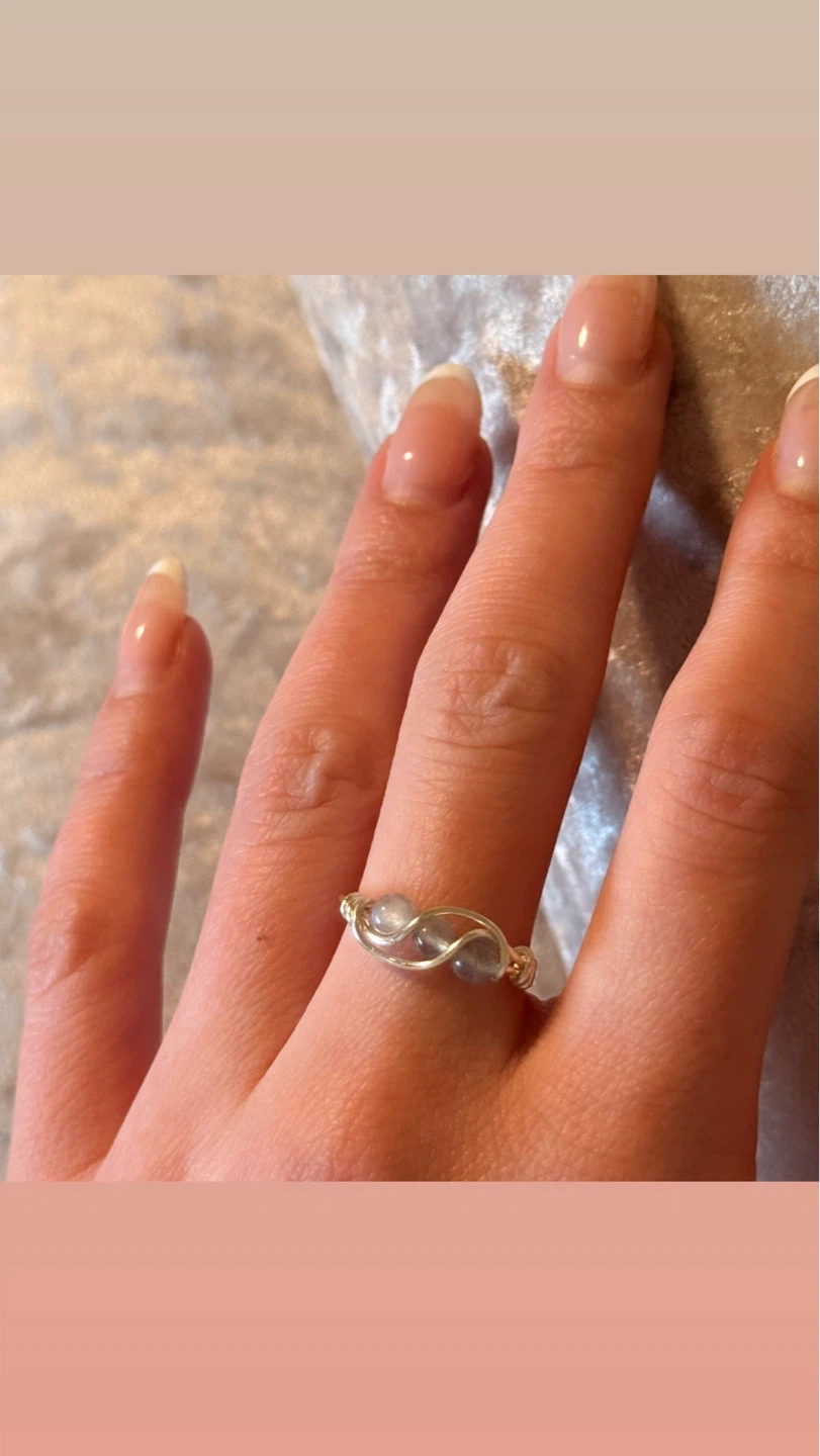 NEW Labradorite Hand Crafted Wire Wrapped Ring - Silver Tone