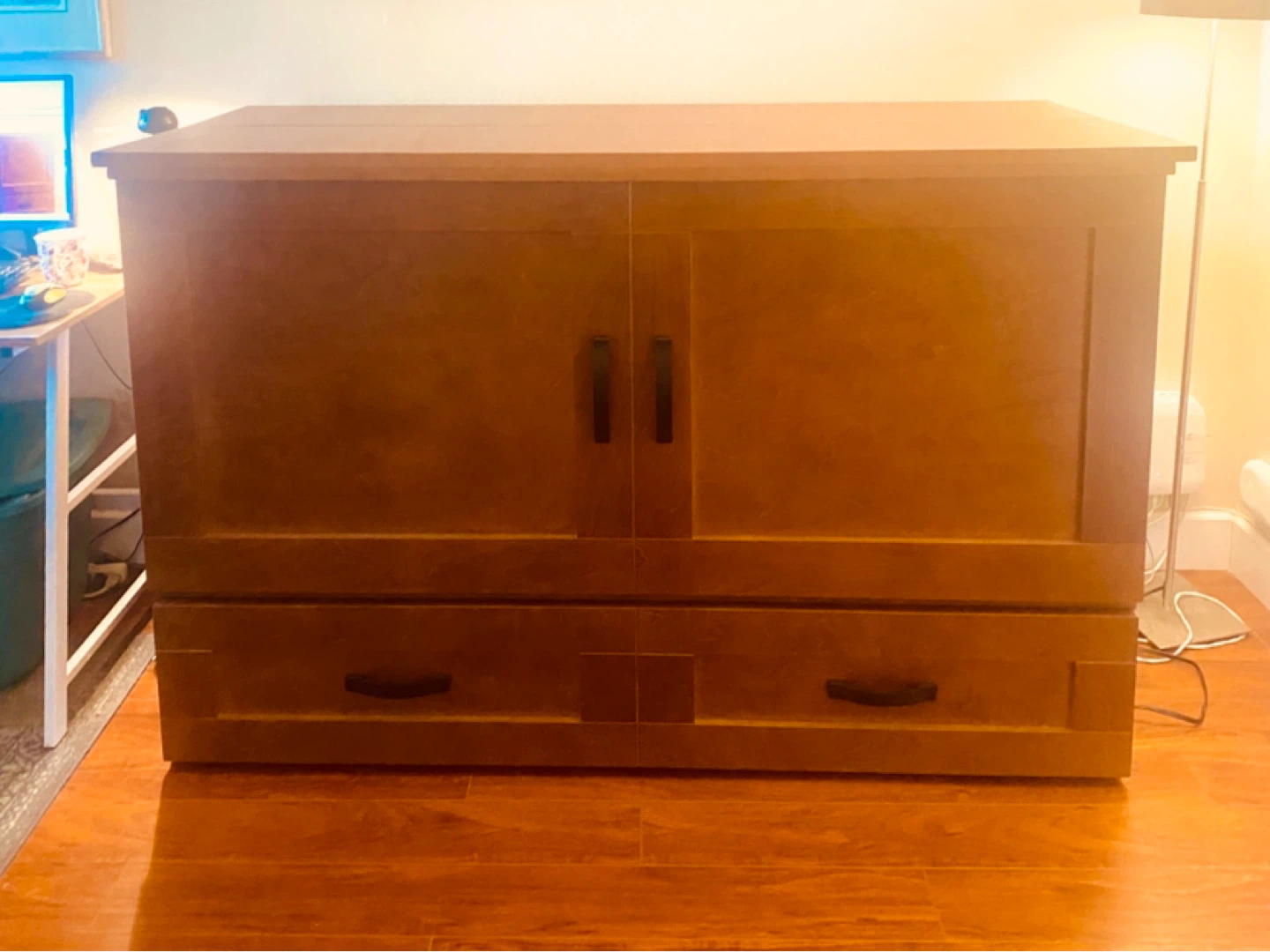 Solid Wood Queen Cabinet Bed