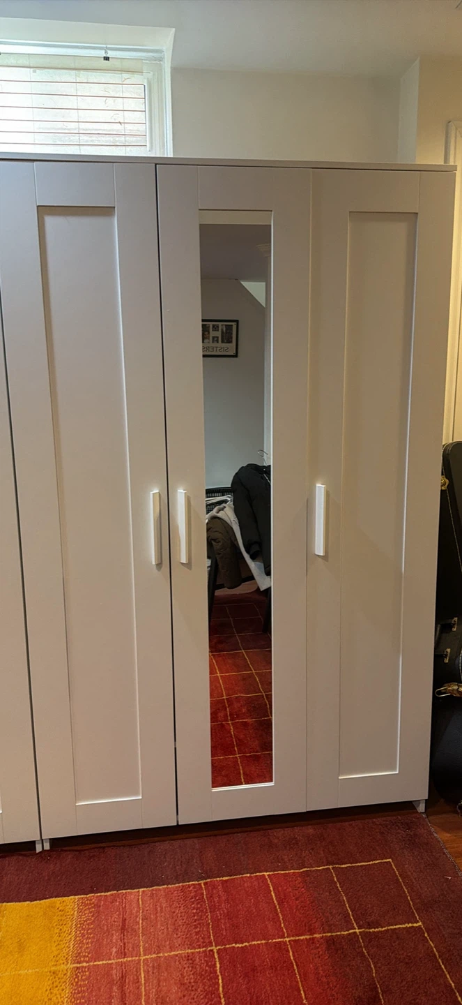 White 3-Door Wardrobe with Mirror