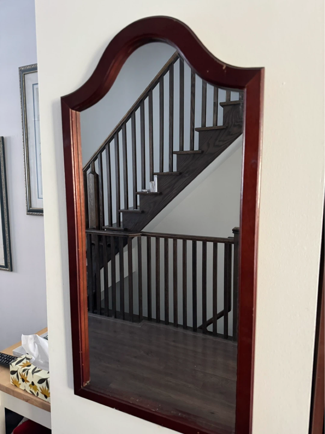 Decorative Wall Mirror with Cherry Wood Frame
