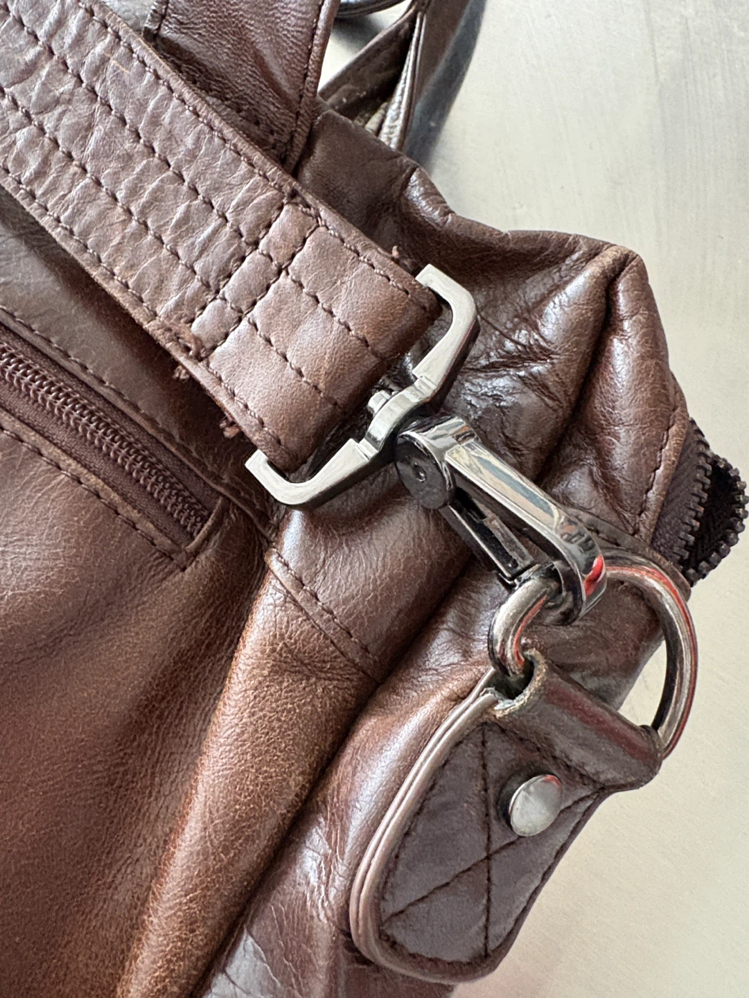 Brown Leather Messenger Bag with Shoulder Strap - photo 4
