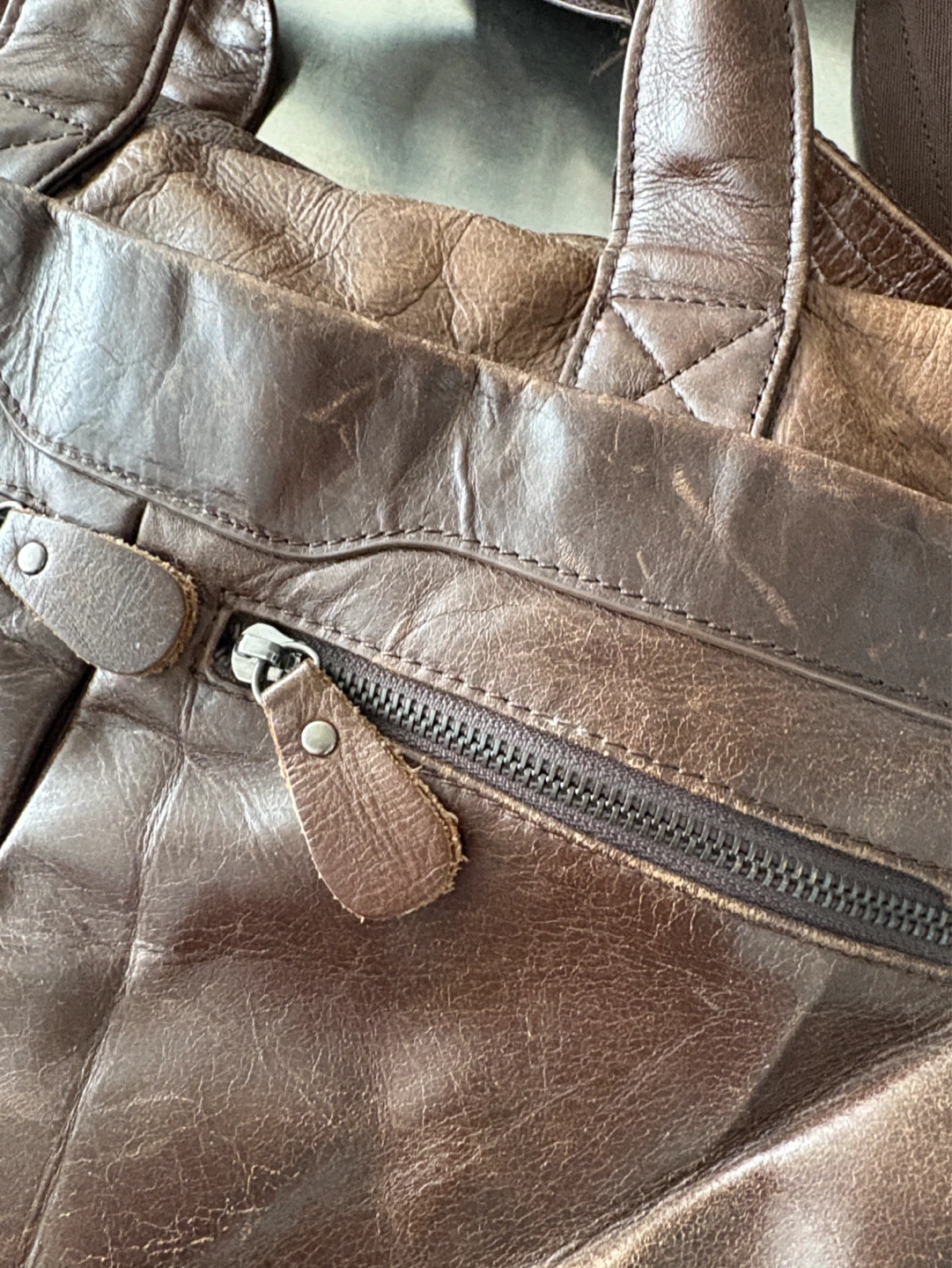 Brown Leather Messenger Bag with Shoulder Strap - photo 2