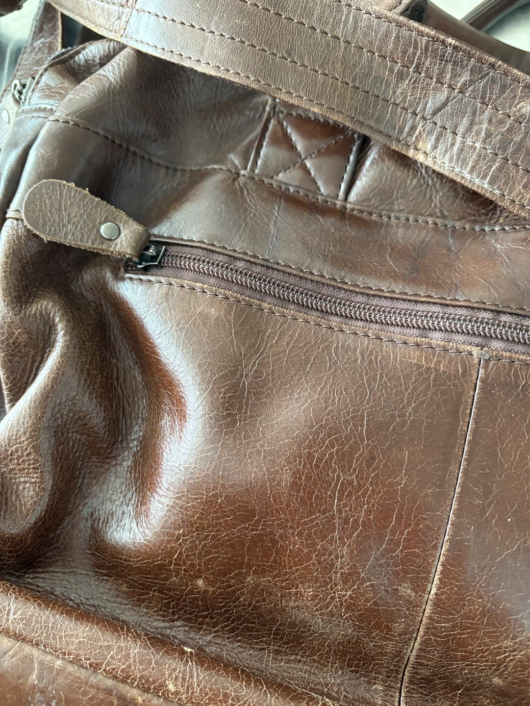 Brown Leather Messenger Bag with Shoulder Strap - photo 3