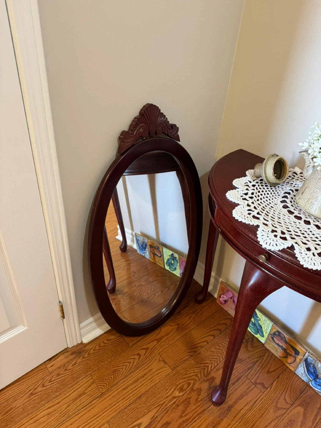 Oval Wood Framed Mirror