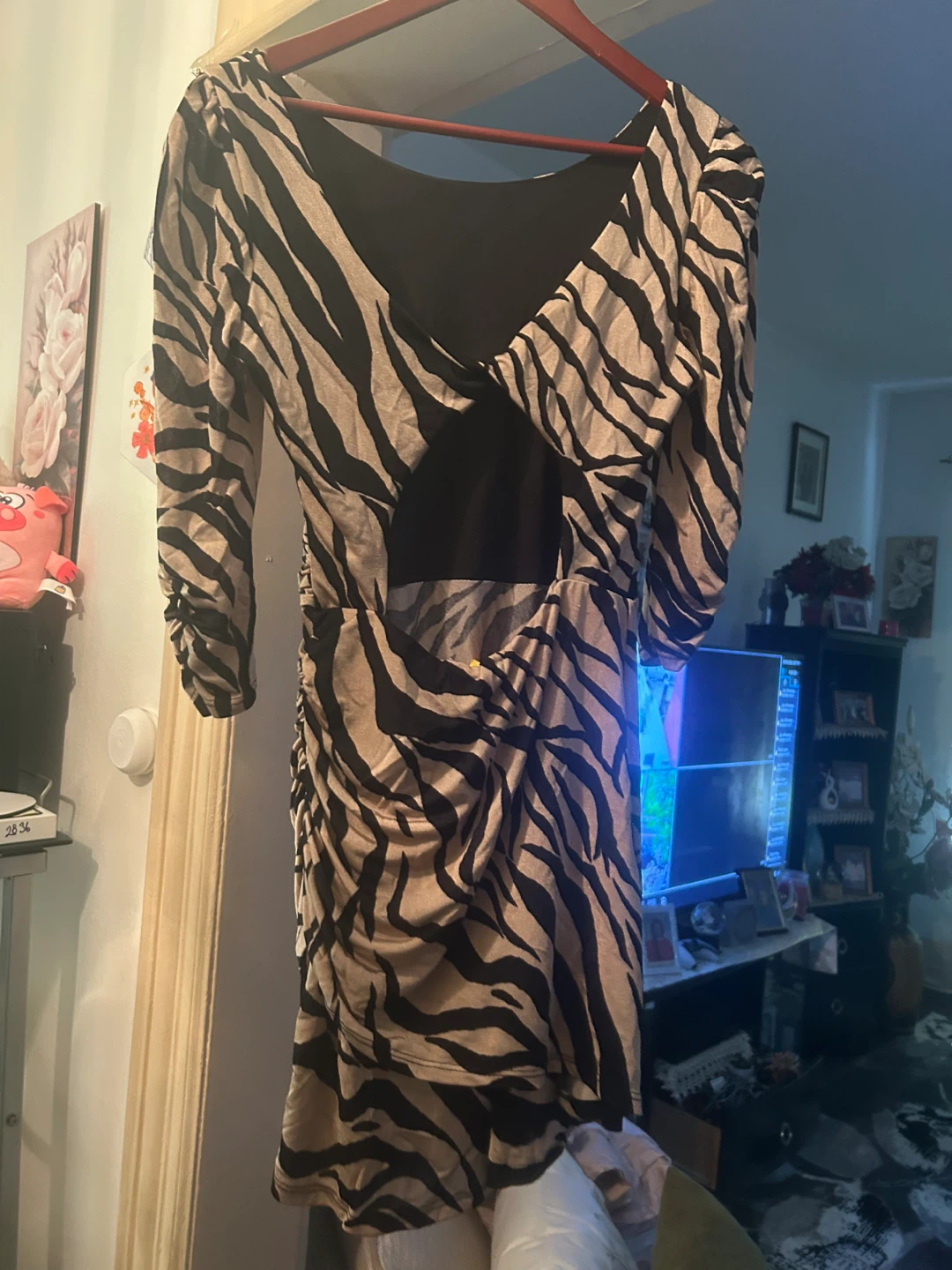 Women's Zebra Print Ruched Dress - photo 2