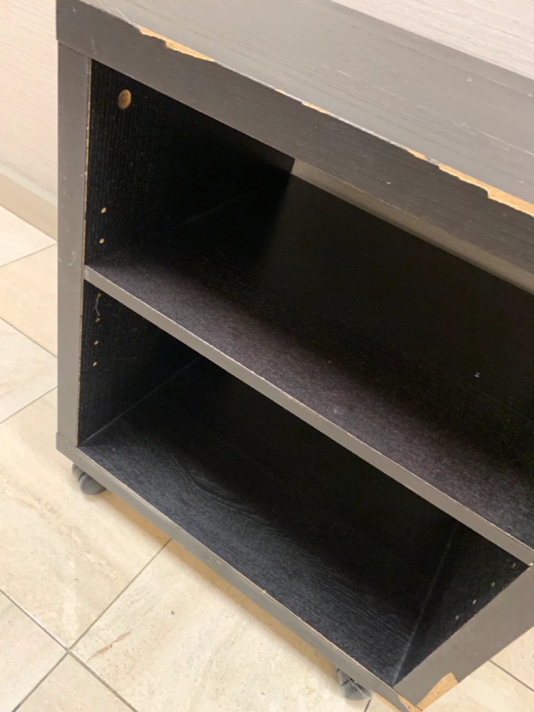Black Two-Shelf Storage Unit on Wheels - photo 3