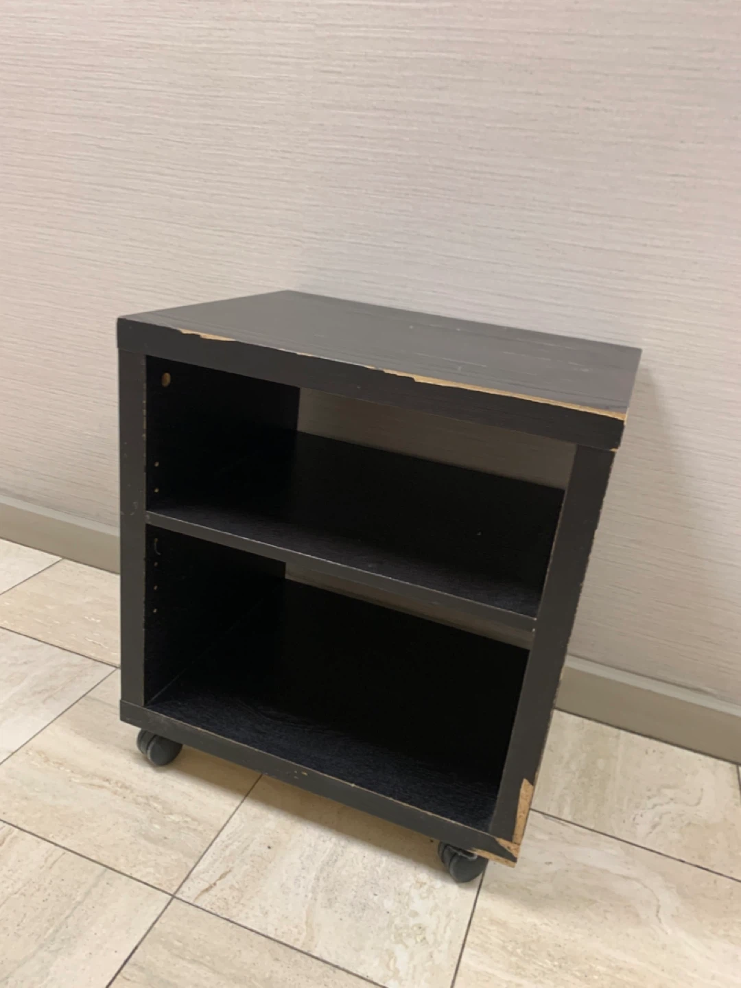 Black Two-Shelf Storage Unit on Wheels - photo 2