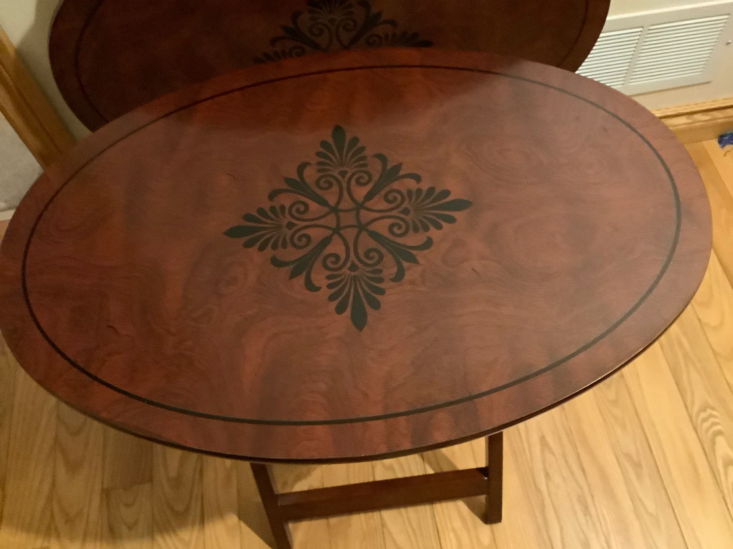 Bombay Co Solid Mahogany Set of 4 Trays w Storage Stand 🐞 - photo 3