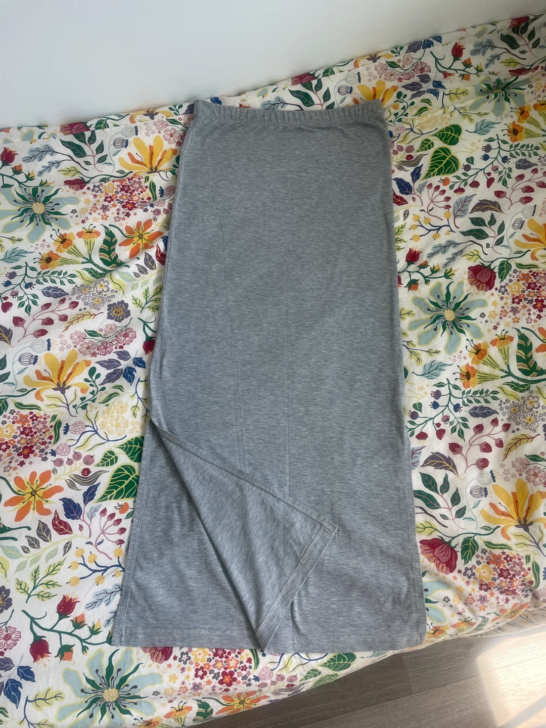 Grey Maxi Skirt with Slit