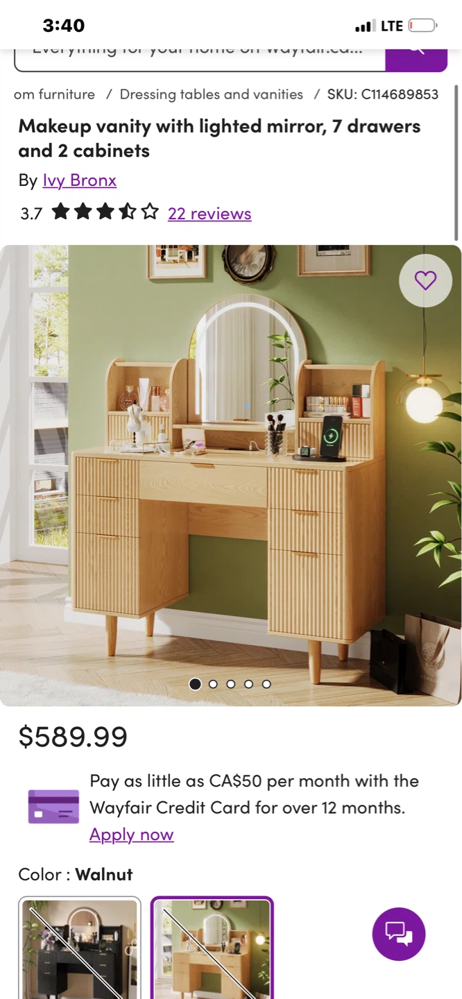 Makeup Vanity with Lighted Mirror and 7 Drawers - photo 3