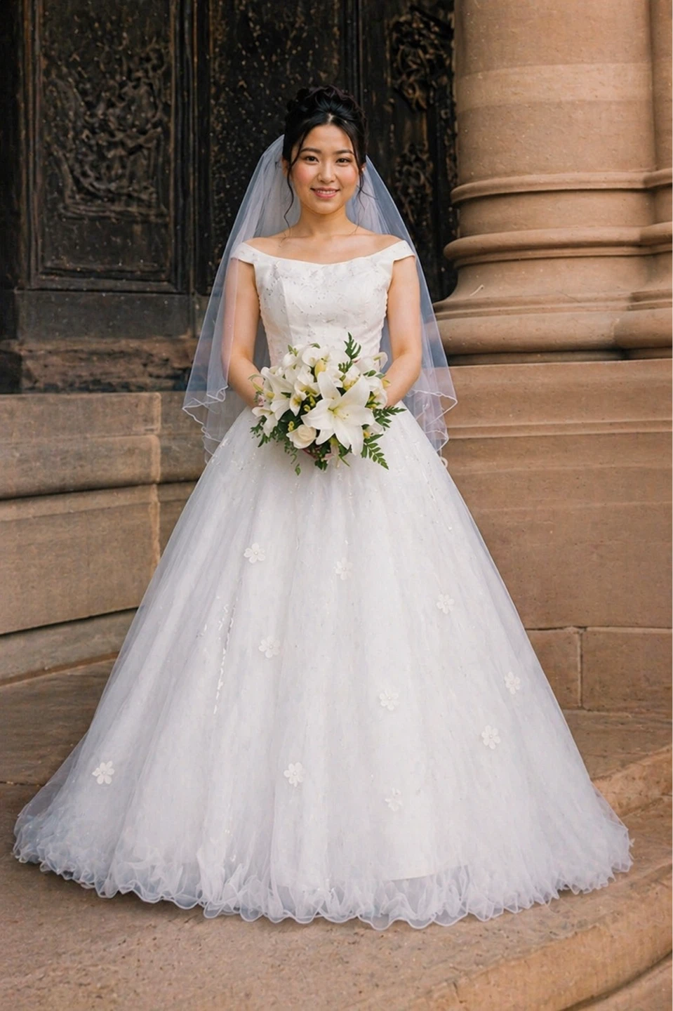 Vintage Alfred Sung Bridal Collection Wedding Gown with Veil - photo 2